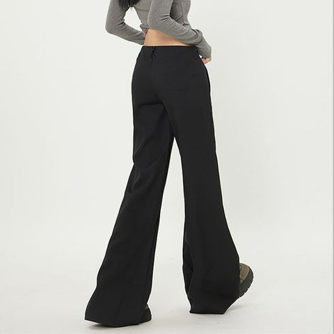 Sonicelife Black Chic Low Waist Casual Pants Women Y2K Fashion Elegance Vintage Pants Korean Harajuku Streetwear Solid Female Trousers