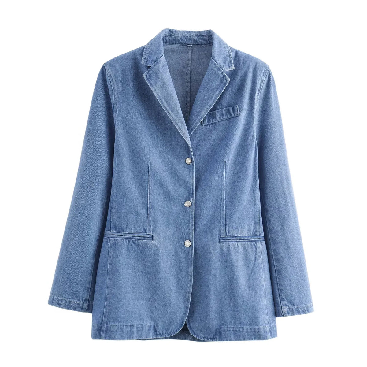 thanksgiving outfit Sonicelife 2024 Spring Summer Casual Women Denim Blazers Fashion Vintage Solid Shrug Loose Single Breasted Chic Ladies Blazers