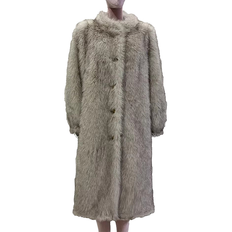 christmas outfit Sonicelife Winter Long Thick Warm Hairy Shaggy Soft Faux Tuscan Fur Coat Women Single Breasted Luxury Fluffy Furry Overcoat