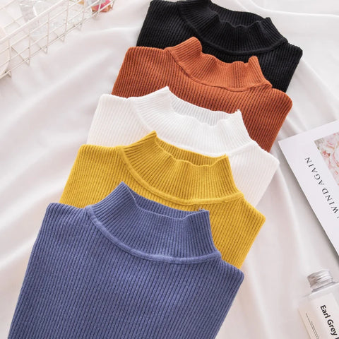 Sonicelife Turtleneck Sweater Knitted Soft Pullovers Cashmere Women Jumpers Basic Solid Soft Sweaters Women Autumn Winter Casual Top