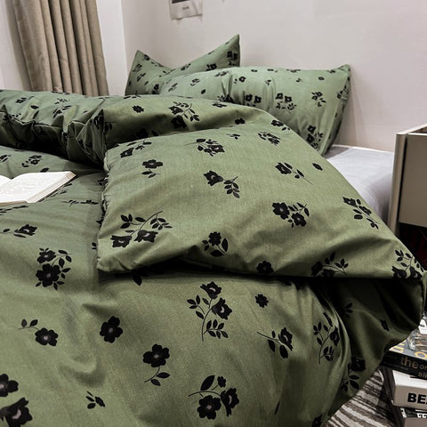 Sonicelife Ins Style Luxury Retro Style Small Fresh Floral Quilt Set Four Piece Bedding Set Student Dormitory Three Piece Bed Sheet Set