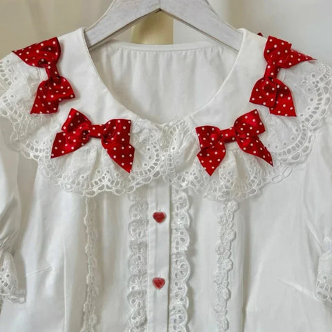 Sonicelife Japanese Style Sweet Kawaii Shirts Women Y2k Harajuku Bow Lace Ruffles Long Sleeve Blouse Evening Party Elegant Lolita Tops New
