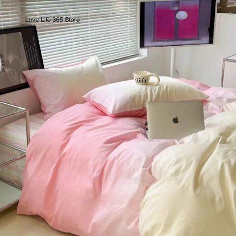 Sonicelife Garden Flowers And Cute Rabbit Pattern Duvet Cover Nordic Style Full Size Bedding Sets Queen Double For Girls Gift Pink