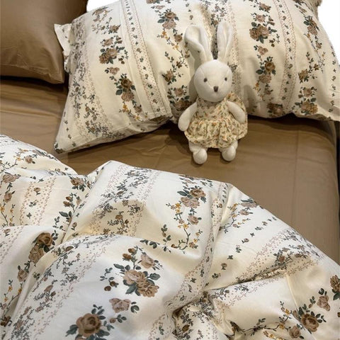 Sonicelife Ins Romantic Rose Bedding Set Flat Bed Sheet Duvet Cover Twin Full Queen French Style Bed Linen Boy Girl Bedding Sets