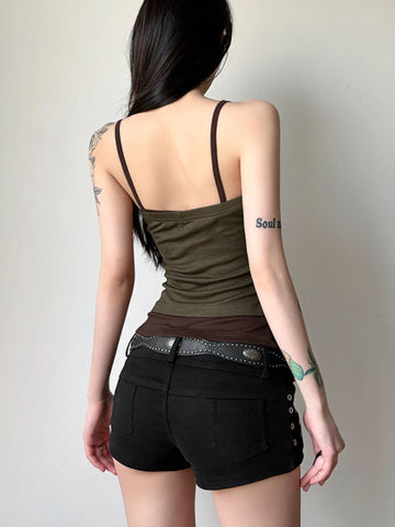 Sonicelife Y2k Vintage Camisole Women Mall Gothic Streetwear Harauku Summer Sexy Patchwork Crop Tank Tops Grunge Rave Outfits Femme