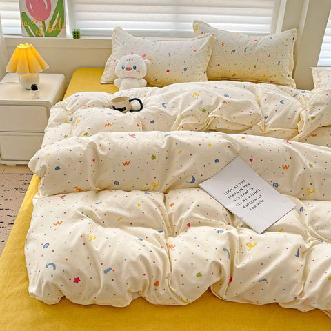 Sonicelife Summer Bedding Set 2024 Ins Twin Queen Duvet Cover Flat Sheet Pillowcase No Filler Girl Boys Hotel Home Bed Linens