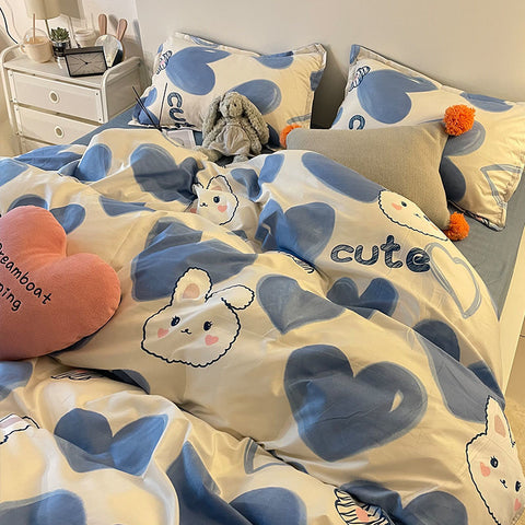 Sonicelife Ins Diamond Lattice Bedding Set Fashion Design Quilt Cover Solid Flat Sheet Queen Double Full Size With Pillowcases Home Textile