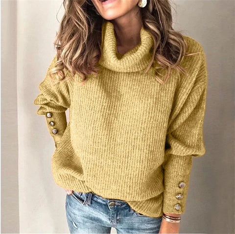 christmas outfit Sonicelife Autumn Winter New Solid Color Casual Fashion Loose Sweaters Women Long Sleeve High Collar Street Sweatshirt Pullover Top Female