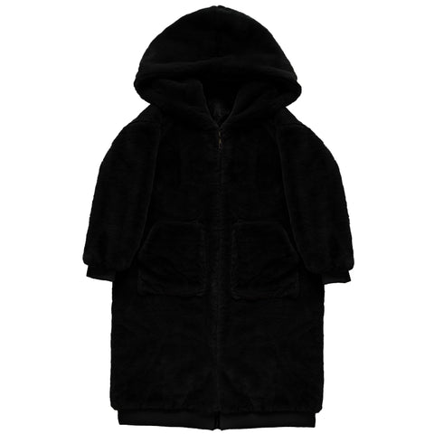 christmas outfit Sonicelife Winter Black Oversized Long Warm Fluffy Faux Fur Coat Women with Hood Long Sleeve Zipper Loose Korean Fashion 2025