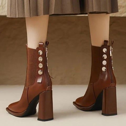 Sonicelife Women Ankle Chelsea Boots Fashion Designer Walking Shoes 2025  Winter Square Toe Pumps Dress Brand Zapatillas Female