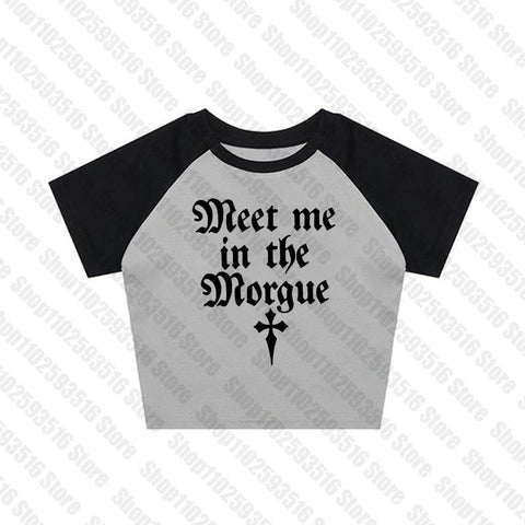 Sonicelife Y2k Crop Top Summer Goth Slim Vintage letter Graphic Baby Tee emo Cute Punk Hip Hop Women Crop top Short Sleeve Sexy Streetwear