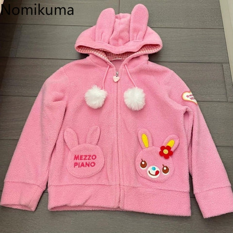 Sonicelife Anime Hoodie 2025 Women Clothing Cute Lamb Wool Thicked Jacket Ropa Mujer Japanese Y2k Tops Hooded Casual Fashion Sweatshirts