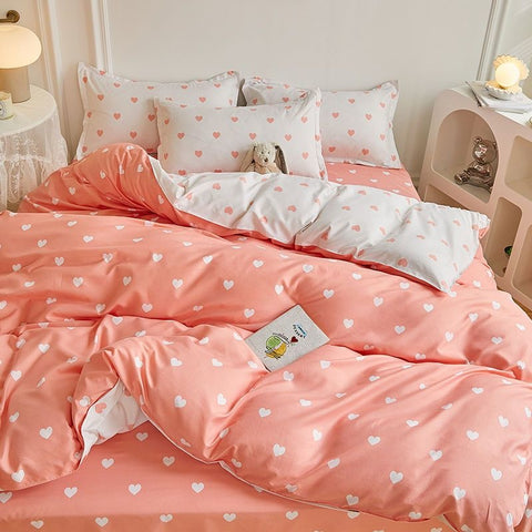 Sonicelife Garden Flowers And Cute Rabbit Pattern Duvet Cover Nordic Style Full Size Bedding Sets Queen Double For Girls Gift Pink