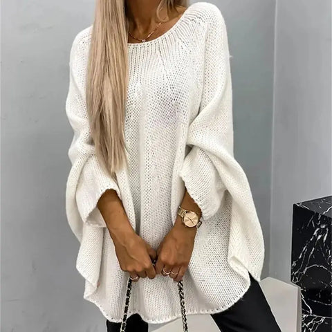 christmas outfit Sonicelife Knitted Women Solid Sweater Elegant Loose Batwing Sleeve Long Y2k Sweater 2025 Women Spring Warm Soft Pullover Fashon Streetwear