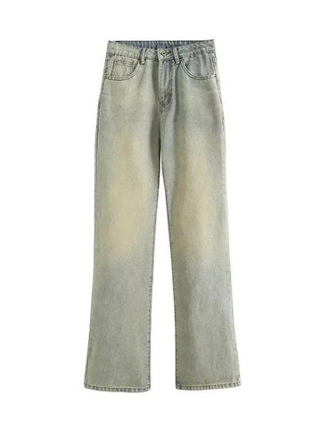 Sonicelife-Low Waist Washed Straight-Fit Boot-Cut Jeans
