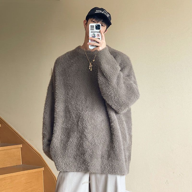 christmas outfit Sonicelife American retro mohair sweater men's autumn and winter high-end coat sweater loose lazy style women clothing y2k tops emo