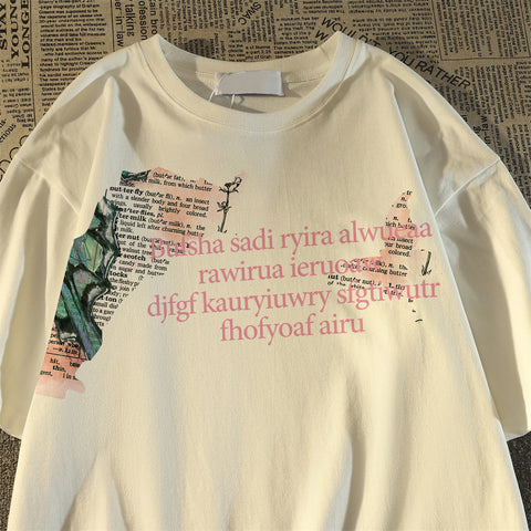 Sonicelife Vintage Patchwork Butterfly Print Oversized T-shirt