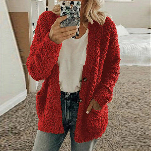 christmas outfit Sonicelife Autumn Soft Long Coat Women Jumper Pull Femme Loose Knitted Ladies Outerwear Outerwear Buttons Cardigan Coat Sweater Clothing