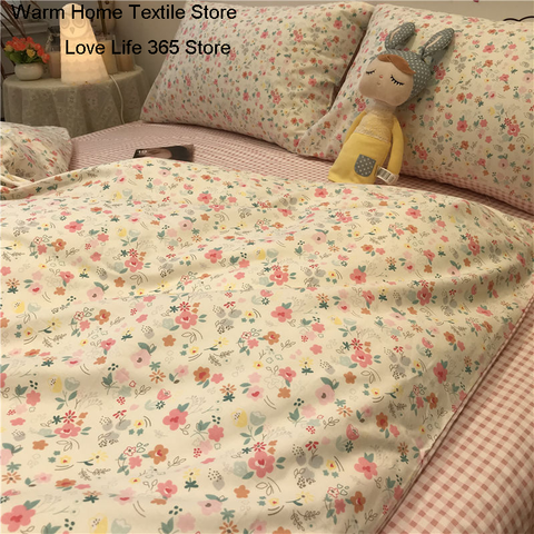 Sonicelife European Floral Brushed Home Bedding Set Simple Soft Duvet Cover Set With Sheet Comforter Covers Pillowcases Bed Linen