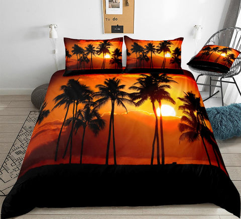 Sonicelife Coconut Palm Tree Bedding Set Tropical Plant Home Textile Black White Duvet Cover Set Palm Leaves Bedclothe Tropic Bed Linen