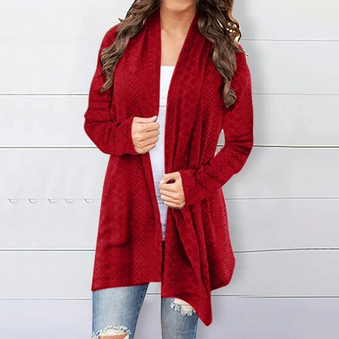 christmas outfit Sonicelife Women's Cardigan Sweater Fall Open Front Knit Oversized Cardigans Duster Coats with Pockets Warm Casual Simple Cardigan