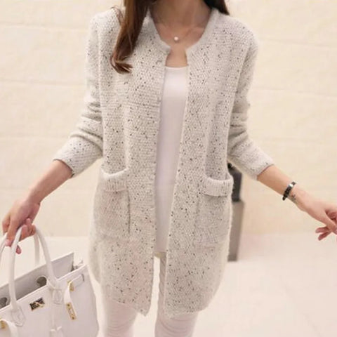 christmas outfit Sonicelife Women Spring Autumn Long Cardigan Sweater Coat Female 2025 Korean Fashion Long Sleeve Crochet Girl Knitted Jacket Tops