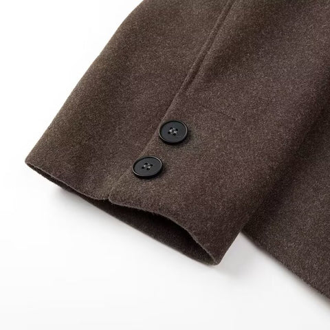 Sonicelife Women's Single Breasted Woolen Coat Polo Collar Short Windbreaker Minimalist Commuting Style Casual New
