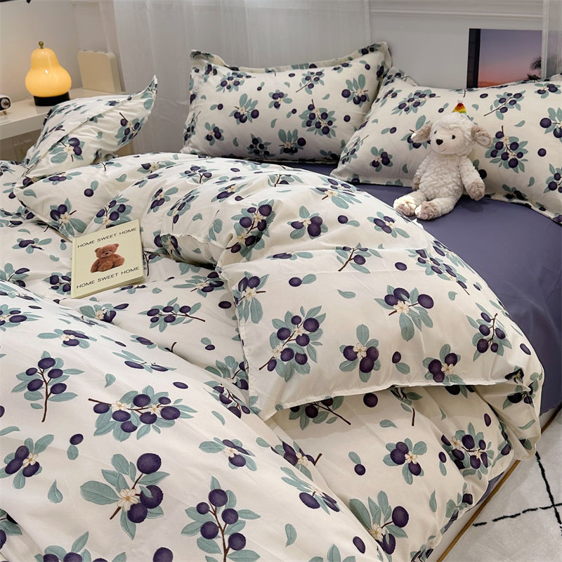 Sonicelife Ins Pink Flowers Bedding Set Fashion Flat Sheet Duvet Cover No Filling Pillowcase Twin Full Queen Nordic Boy Girl Bed Linen