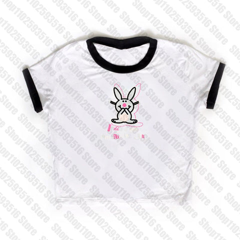 Sonicelife trashy Y2k Clothes Crop Top Women Harajuku T Shirts Gothic Cute rabbit Print Harajuku Streetwear Graphic Slim Tee Kawaii Summer