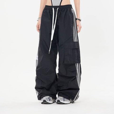 Sonicelife Vintage Side Striped Baggy Cargo Sweatpants