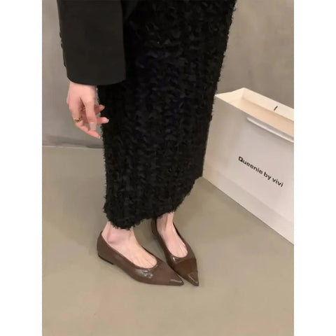 Sonicelife Pointed Toe Women Loafers Black Brown White Casual Mules Shoes New 2024 Fashion Shallow Slip on Low Flat Heel Party Dress Shoes