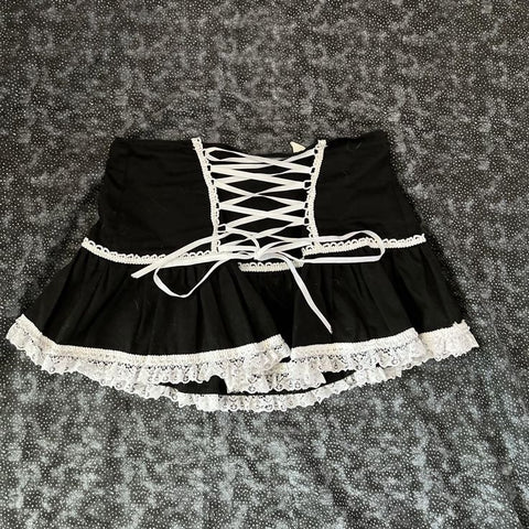 Sonicelife Aesthetic Skirts Y2k Summer Clothes Sweet Girl Slim Bandage Kawaii Short Skirt Sexy Lace Women Punk Harajuku Graphic Mini Skirts