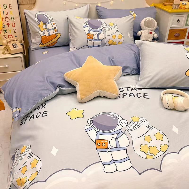 Sonicelife Kids Bedding Set Cute Girls Boys Full Queen Size Duvet Cover Flat Sheet Pillowcase No Filler Kawaii New Design Home Bed Linens