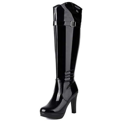 thanksgiving outfit Sonicelife Fashion Female Knee High Boots Round Toe Ultrahigh Heels 10cm Platform 2cm Size 41 42 43 Sexy Bota