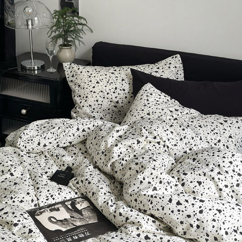 Sonicelife Ins Nordic Black Dot Bedding Set Flat Bed Sheet Duvet Cover Twin Full Queen Nordic Bed Linen Boy Girl Bedding Sets
