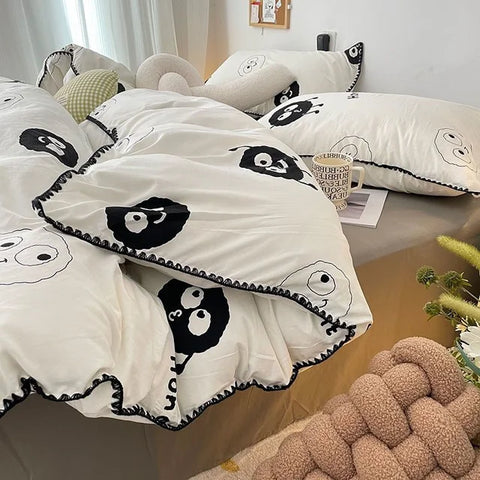 Sonicelife Floral Dream Bedding Set Soft Cotton Duvet Cover Queen King Size Pillowcase Bed Linens