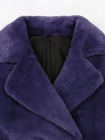 christmas outfit Sonicelife Nerazzurri Autumn Winter Extra Long Purple Thick Warm Faux Rex Rabbit Fur Coat Women Floor Length Luxury Elegant Fluffy Overcoat