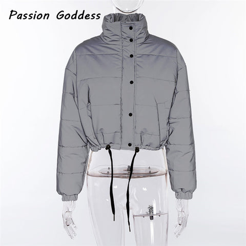 Sonicelife Women Winter Reflective Long Parkas Down Thick Oversize Outcoats Cool Bling Luminous Hooded Down Jacket Chaquetas Mujer Invierno