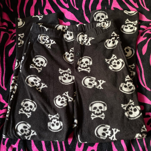 Sonicelife Fashion Millennial Kawaii Pajama Ladies Warm Cartoon casual family pants Autumn and Winter pants skull patterned Gothic pants