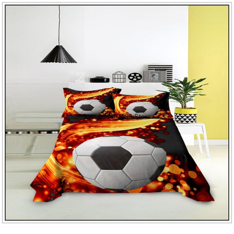 Sonicelife Kids Football Bed Sheet Set Sport Game Soccer Printing Bedding ForBoys Soft Polyester Bed Flat Sheet With Pillowcase