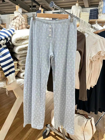 Sonicelife Fashion Cute Little Bear Print Sweatpants Women Casual Elastic Waist Straight Button Streetwear Pants Sweet Vintage Y2K Trousers
