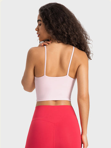 Sonicelife-Pink Sleeveless Sport Yoga Crop Top