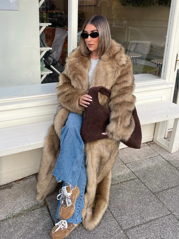 christmas outfit Sonicelife Fashion Oversized Lapel Collar Faux Fur Long Coat For Women Chic Long Sleeve Thick Warm Fluffy Jacket 2025 Lady High Streetwear