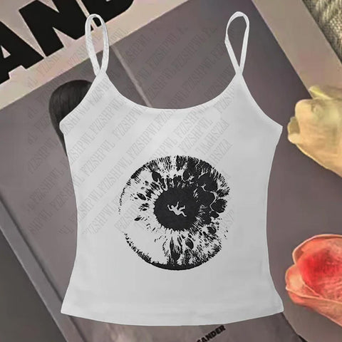 Sonicelife Printing Aesthetic Summer Pattern Soft Crop Tops Harajuku Y2K Women Halter tops Gothic Female Sport Vest Classic Fashion Singlet