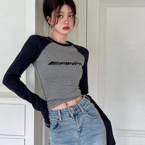 Sonicelife Logo Graphic Long Sleeve Crop Top