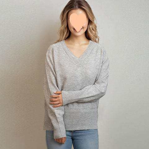 Black Friday Sonicelife Casual Knitted Solid V-neck Sweaters Women Retro Loose Soft Long Sleeve Pullover Sweater Female Autumn Chic Simple Base Knitwear