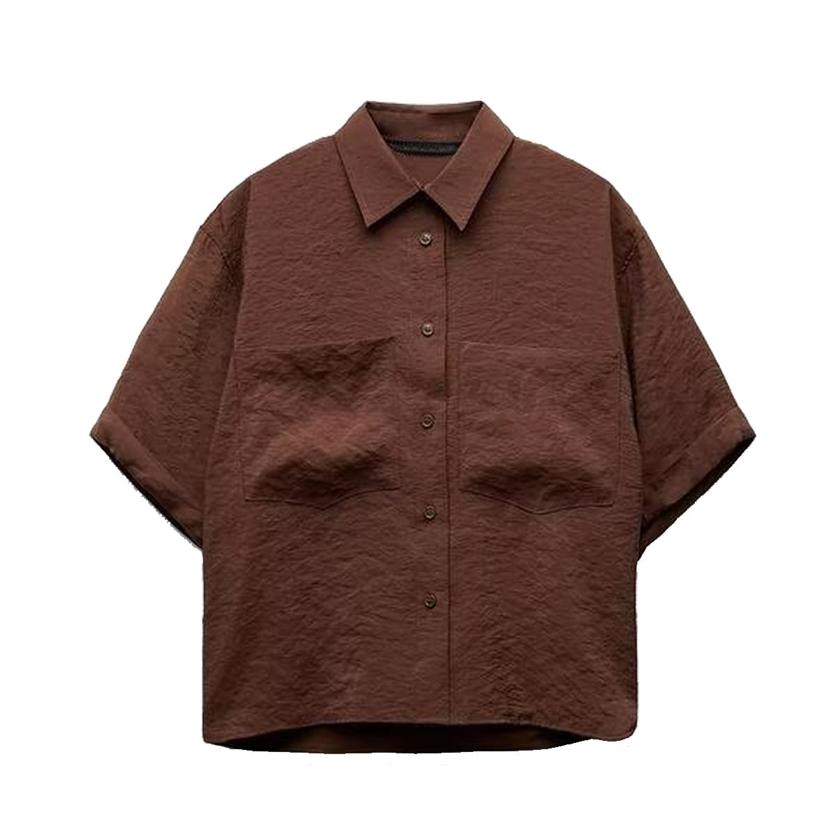 Sonicelife Women's Shirt with Loose Pockets Short Sleeves Commuting Casual Versatile Top T-shirt with Two-Color Lapel New