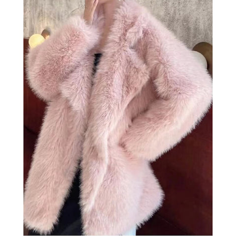 christmas outfit Sonicelife Spring Winter Loose Casual Thick Warm Soft Hairy Shaggy Faux Fur Coat Women Luxury Fluffy Jacket Furry Cardigan 2025