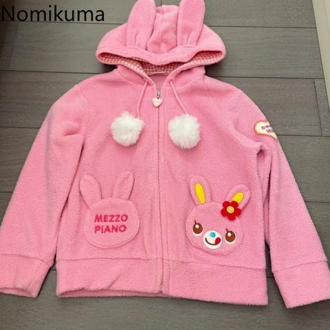 Sonicelife Anime Hoodie 2025 Women Clothing Cute Lamb Wool Thicked Jacket Ropa Mujer Japanese Y2k Tops Hooded Casual Fashion Sweatshirts