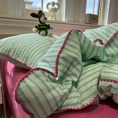 Sonicelife Ins Style Pink Solid Color Bedding Sheet Nordic Duvet Cover Set Hot Sale Home Luxury Bedding Set Bed Sheet Comfortable Bedspread